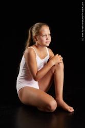 Sportswear Woman White Kneeling poses - ALL Average long brown Standard Photoshoot  Academic